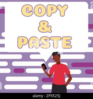 Handgeschriebener Text Kopieren Einfügen, Unternehmen präsentieren eine Imitation, Transkription oder Reproduktion eines Originalwerks Stockfoto