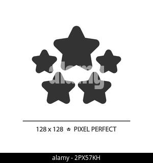 Fünf-Sterne-Pixel-Symbol für perfekte schwarze Glyphe Stock Vektor