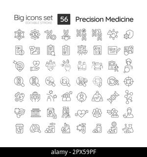 Präzisionsmedizin - Lineare Symbole gesetzt Stock Vektor