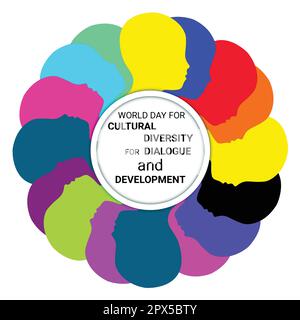 Welttag für kulturelle Vielfalt für Dialog und Entwicklung. Vorlage für Hintergrund, Banner, Karte, Poster mit Texteindruck Stock Vektor
