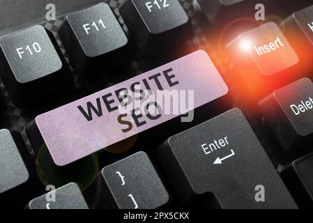 Konzeptionelle Überschrift Website Seo, Word über Taktiken, die dazu verwendet werden, die Anzahl der Besucher einer Website zu erhöhen Stockfoto