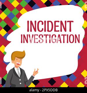 Textzeichen zur Untersuchung des Vorfalls, mit einem Wort, das für die Integrität des Vorfalls verantwortlich ist Stockfoto