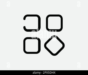 Symbol Für Anwendungszeile. Symbol für lineares Layout der Benutzeroberfläche für mobile Anwendungen. Vier-Raster-Set Quadratische Diamanten Software Signaturvektor Grafikdarstellung Clipart Stock Vektor