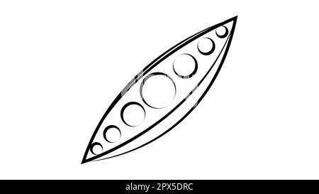 Schwarze Silhouette aus Erbsen. Darstellung einer stilisierten essbaren Pflanze. Bohnenpflanze. Stock Vektor