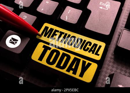 Textzeichen mit Methodiken, Internet Concept System of Methods, die in einer Studie oder Aktivität verwendet werden, zu befolgende Schritte Stockfoto