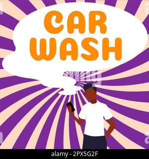 Handgeschriebenes Schild Car Wash, Business Concept ein Gebäude, das Geräte zum Waschen von Autos oder anderen Fahrzeugen enthält Stockfoto