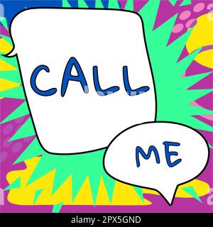 Schreiben und Textanzeige Rufen Sie mich an, Business Approach, und bitten Sie um telefonische Kommunikation, um über etwas zu sprechen Stockfoto