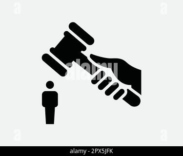 Unfairer Prozess Missbrauch von Machtmissbrauch Regierungsrichter Gesetz Satz Schwarz-Weiß-Symbol Zeichen Symbol Vector Artwork Clipart Illustration Stock Vektor