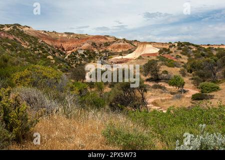 Blick auf den Hallett Cove Conservation Park in Adelaide in Südaustralien mit Blick auf das berühmte Zuckerhut- und Amphitheater. Stockfoto