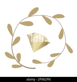 Kreative Kranzblätter mit niedlichem rustikalem Ring- und Blumendesign. Vektordarstellung auf weiß isoliert. Stock Vektor