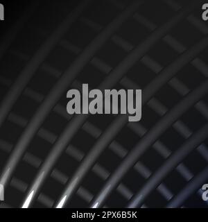 Wunderschönes Schwarz und Weiß Abstraktes magisches Energie elektrisches kosmisches feuriges Gitter aus Linien, Streifen, Stöcken, Stäben, glitzernde Stangen auf einem violetten Schwarz Stock Vektor