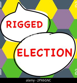 Handschriftlicher Text „Rigged Election“, Word zur Verwaltung von Bohrvorgängen zur Minimierung der Stillstandszeit Stockfoto