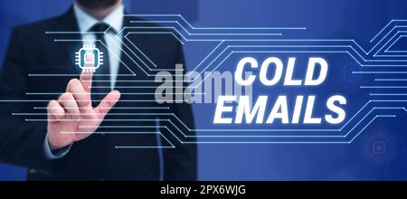 Text mit Inspiration kalte E-Mails, Word für unerbetene E-Mails, die ohne vorherigen Kontakt an einen Empfänger gesendet werden Stockfoto