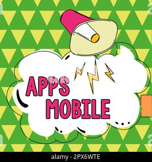 Textunterschrift Präsentieren von Apps Mobile, Conceptual Photo Computer-Programm zur Ausführung auf Handheld-Geräten Stockfoto