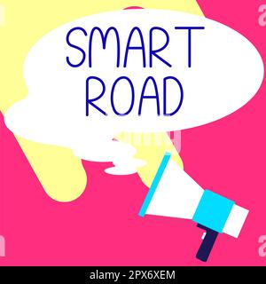 Handgeschriebenes Schild Smart Road, konzeptionelle Fotonummer der verschiedenen Arten, wie Technologien in Straßen integriert werden Stockfoto