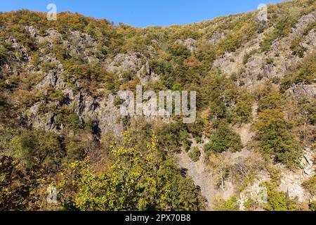 Bodetal Harz Harzer Hexen Stieg Blick auf die Felsen Stockfoto