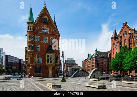 Das Wasserschloss im Hamburger Lagerhaus Stockfoto