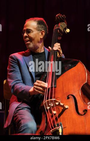 Stanley Clarke tritt beim Cheltenham Jazz Festival auf, 30. April 2023 Stockfoto