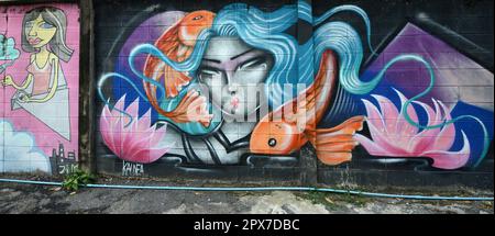 Charoen Krung 32 Street Art. Bangkok, Thailand. Stockfoto