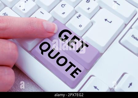 Konzeptionelle Überschrift Angebot abrufen, Wort für den letzten Preis, dem ein Käufer und Verkäufer zugestimmt hat Stockfoto