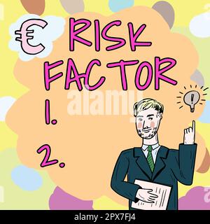 Inspiration zeigt Zeichen Risikofaktor, Geschäftsansatz etwas, das die Chance einer Person, eine Krankheit zu entwickeln erhöht Stockfoto