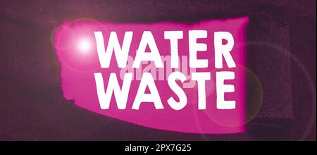Handgeschriebener Text „Water Waste“, Wort für Flüssigkeit, die als Teil eines industriellen Prozesses verwendet wurde Stockfoto