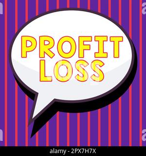 Textzeichen, das den Gewinn- und Verlustbetrag und die finanziellen Erträge aus einem beliebigen Unternehmen oder Handel anzeigt Stockfoto