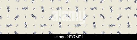 Eigenartiges Lino-Schnitt-Motiv-Vektormuster für Blattsplitter. Nahtlose Dekoration eines skurrilen Blattdesigns für den hintergrund von scandi. Stock Vektor