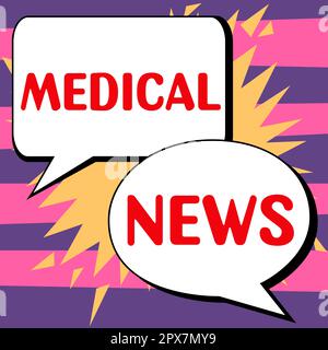 Schild zeigt Medical News, Konzept bedeutet Bericht oder bemerkenswerte Informationen über medizinischen Durchbruch Stockfoto