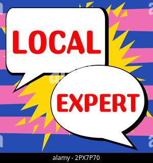 Handschrifttext Local Expert, Word Writed on bietet Fachwissen und Unterstützung bei der Buchung von Veranstaltungen vor Ort Stockfoto