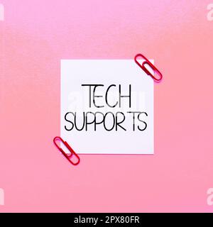 Schreiben mit Text Tech Supports, Internet Concept Help von Techniker Online oder Call Center Customer Service Stockfoto