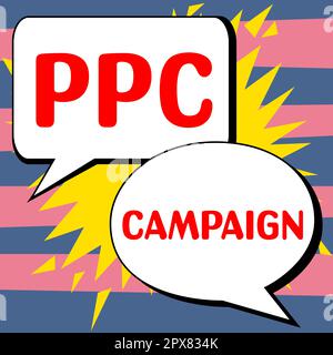 Konzeptionelle Überschrift PPC-Kampagne, Konzept bedeutet, PPC zu verwenden, um ihre Produkte und Dienstleistungen zu bewerben Stockfoto