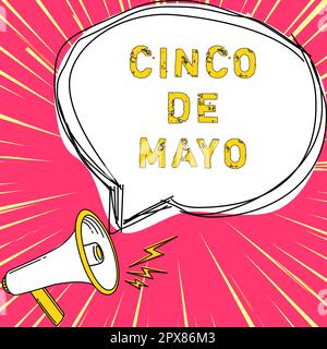 Handschriftlicher Text Cinco De Mayo, Konzept bedeutet mexikanisch-amerikanische Feier am 5. Mai Stockfoto