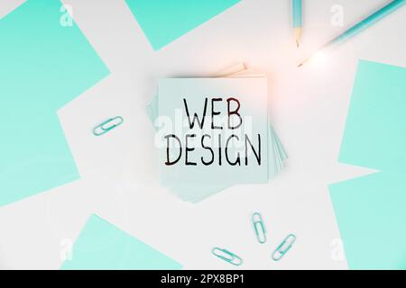 Konzeptionelle Überschrift Web Design, Word, in dem beschrieben wird, wer für die Produktion und Wartung von Websites verantwortlich ist Stockfoto