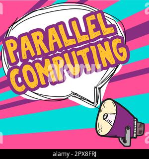 Handgeschriebene Schilder Parallel Computing, Business zeigt simultane Berechnungen mit Software und Hardware Stockfoto