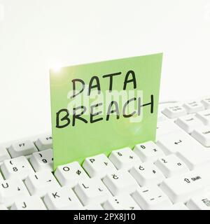 Inspiration für Zeichen von Datenmissbrauch, Sicherheitsvorfall bei Geschäftskonzepten, bei dem vertrauliche geschützte Informationen kopiert wurden Stockfoto