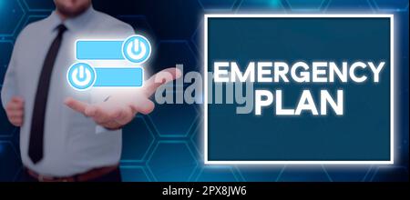 Schriftlich mit Text Notfallplan, Geschäftskonzept Verfahren für die Reaktion bei größeren Notfällen sind vorbereitet Stockfoto