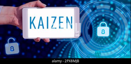 Schild mit Kaizen, Business Idea, einer japanischen Unternehmensphilosophie zur Verbesserung der Arbeitsmethoden Stockfoto
