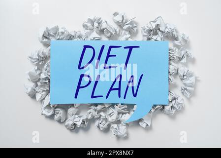 Textzeichen mit Diät-Plan, Business zeigt Verwendung der spezifischen Aufnahme von Nahrung aus Gründen des Gesundheitsmanagements Stockfoto