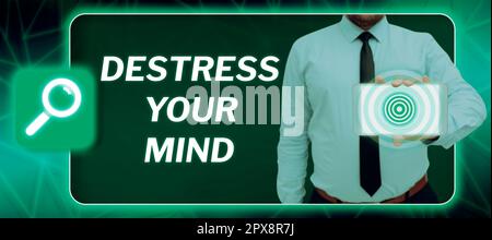 Konzeptuelle Darstellung Zerstöre deinen Geist, konzeptuelles Foto, um mentale Anspannung zu lösen, Stress abzubauen Stockfoto