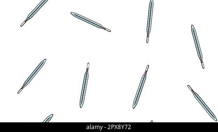 Nahtlose Musterstruktur endloser, sich wiederholender medizinischer digitaler Quecksilberglasthermometer zur Messung der Körpertemperatur auf weißem Hintergrund. Vektor Stock Vektor