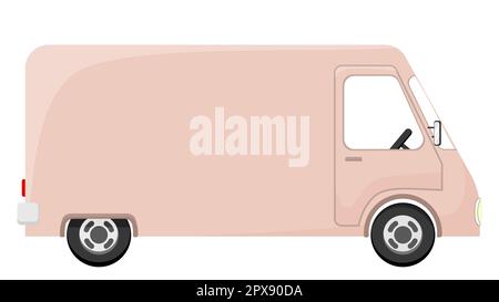 Pinkfarbener Cartoon-Truck isoliert auf weißem Hintergrund. Autovektor-Clipart. Stockfoto