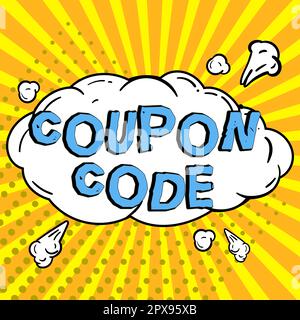 Couponcode für die konzeptionelle Auslage, Konzept für Tickets oder Dokumente, die gegen einen finanziellen Rabatt eingelöst werden können Stockfoto