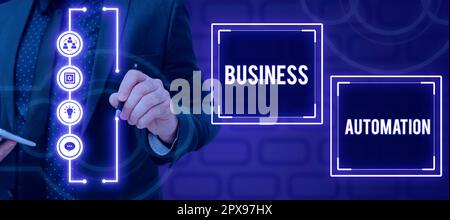Textzeichen für Geschäftsautomatisierung, konzeptionelles Foto für digitale Transformation, vereinfacht Stockfoto