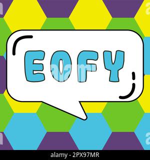 Konzeptüberschrift Eofy, Business zeigt einen Mega-Verkauf am Ende eines Geschäftsjahres Stockfoto