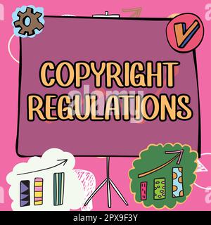 Textunterschrift mit Urheberrechtsbestimmungen, konzeptioneller Bildrechtskorpus, der die Originalwerke der Urheberschaft regelt Stockfoto