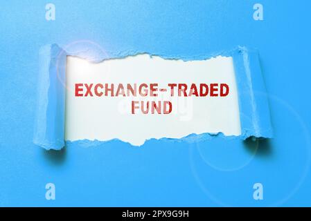 Konzeptioneller Titel Exchange Traded Fund, Business zeigt marktfähige Wertpapiere an, die einen Aktienindex verfolgen Stockfoto