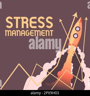 Schreiben mit Anzeige von Text Stress Management, Word zum Erlernen von Verhaltensweisen und Denkweisen, die Stress reduzieren Stockfoto