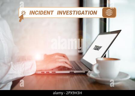 Schreiben mit Text Incident Investigation, Word Writed on Responsible for the Integrity of the Incident Stockfoto