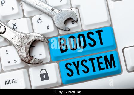 Handschrift Text Boost System, Business Showcase Rejuvenate Upgrade stärken Be gesünder ganzheitlicher Ansatz Stockfoto